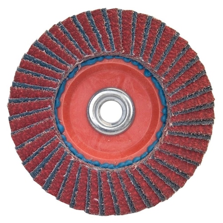 Norton Co Red Head Flap Disc, R61/R822, Type 27, 4-1/2 x 5/8-11, Grit: 60, Ceramic Alumina/Zirconia Alumina 636425-36148